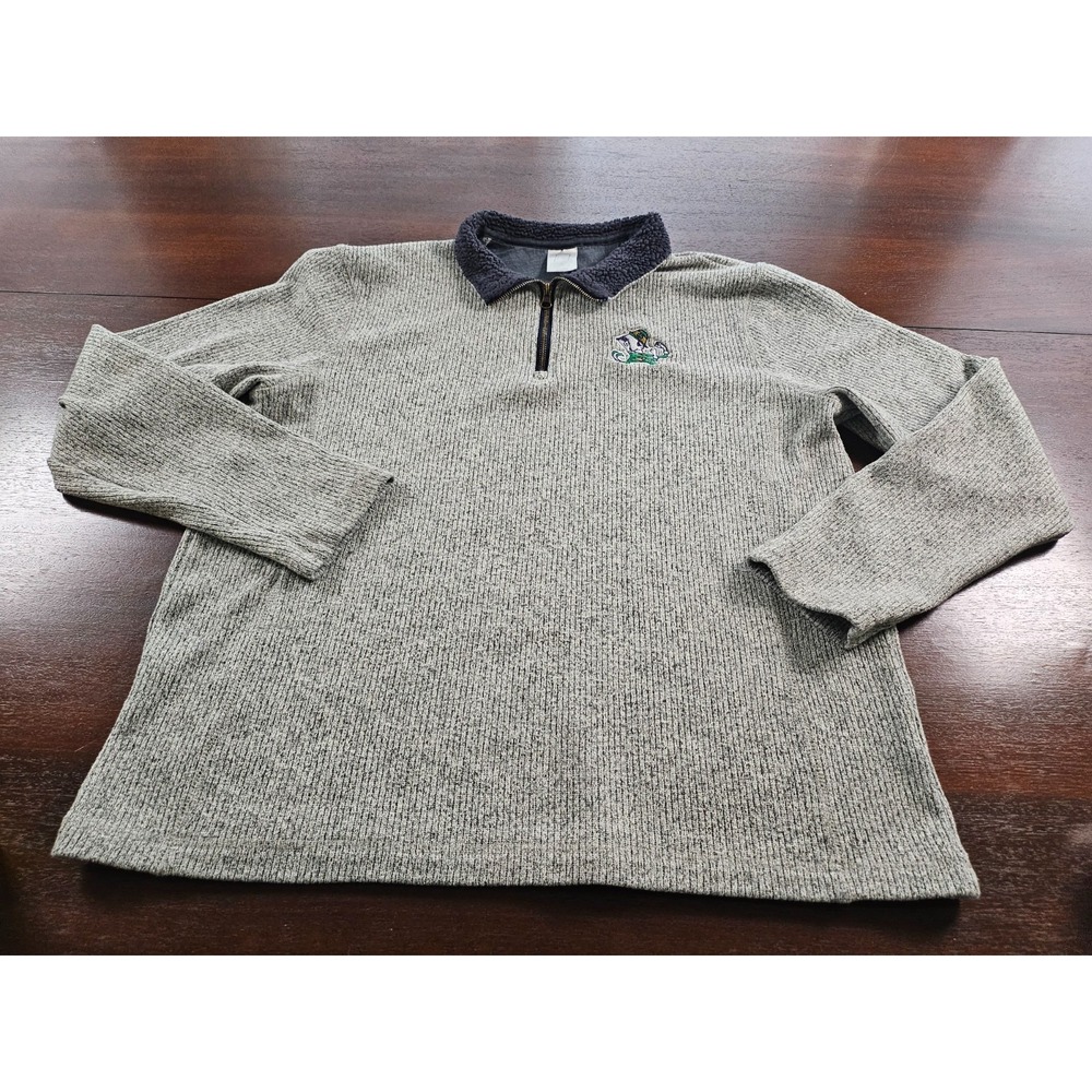 Notre Dame Fighting Irish ProEdge 1/4 Zip  Gray Pullover‎ Sweater Size Large